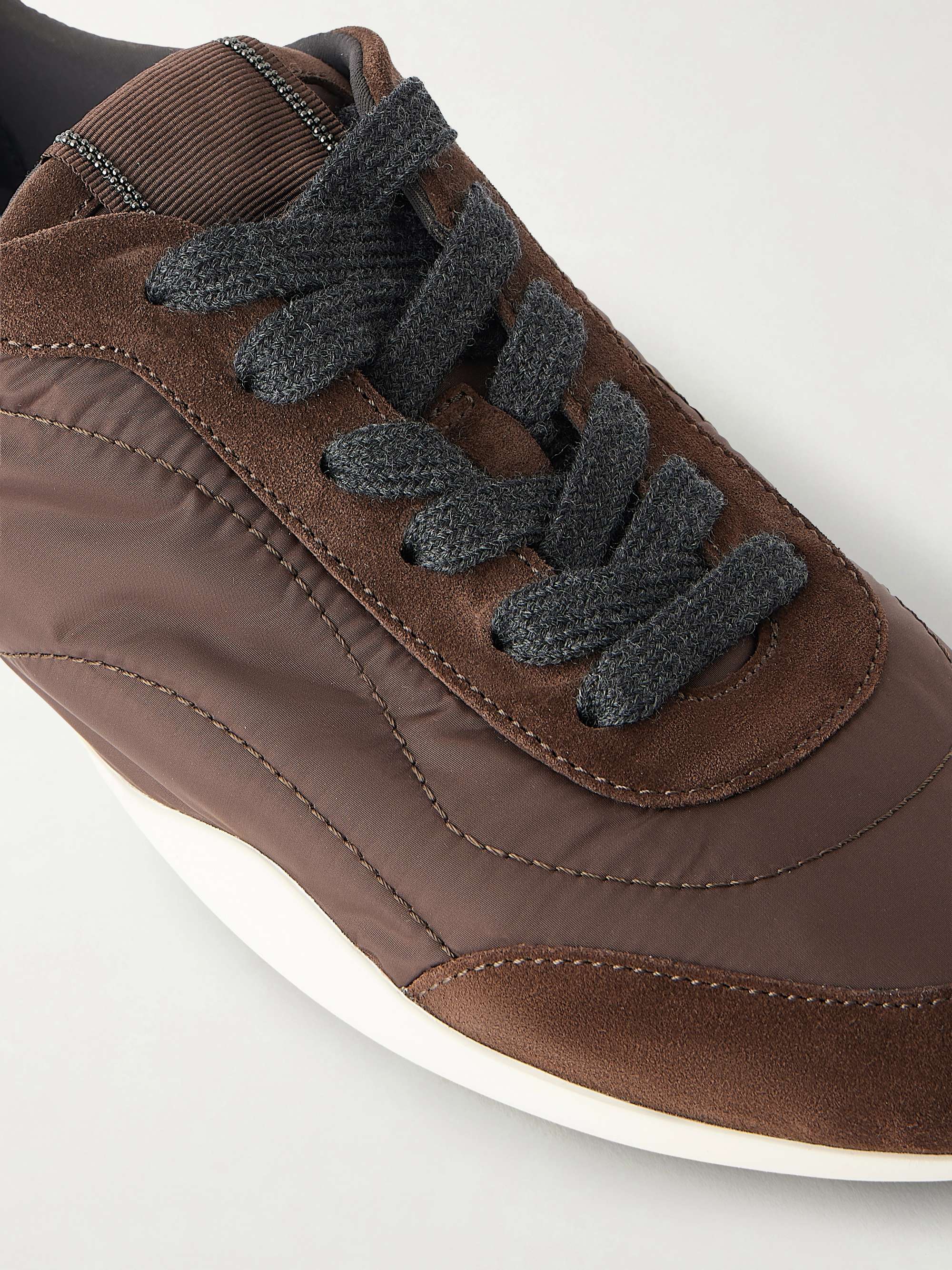 BRUNELLO CUCINELLI Shell and suede sneakers | NET-A-PORTER