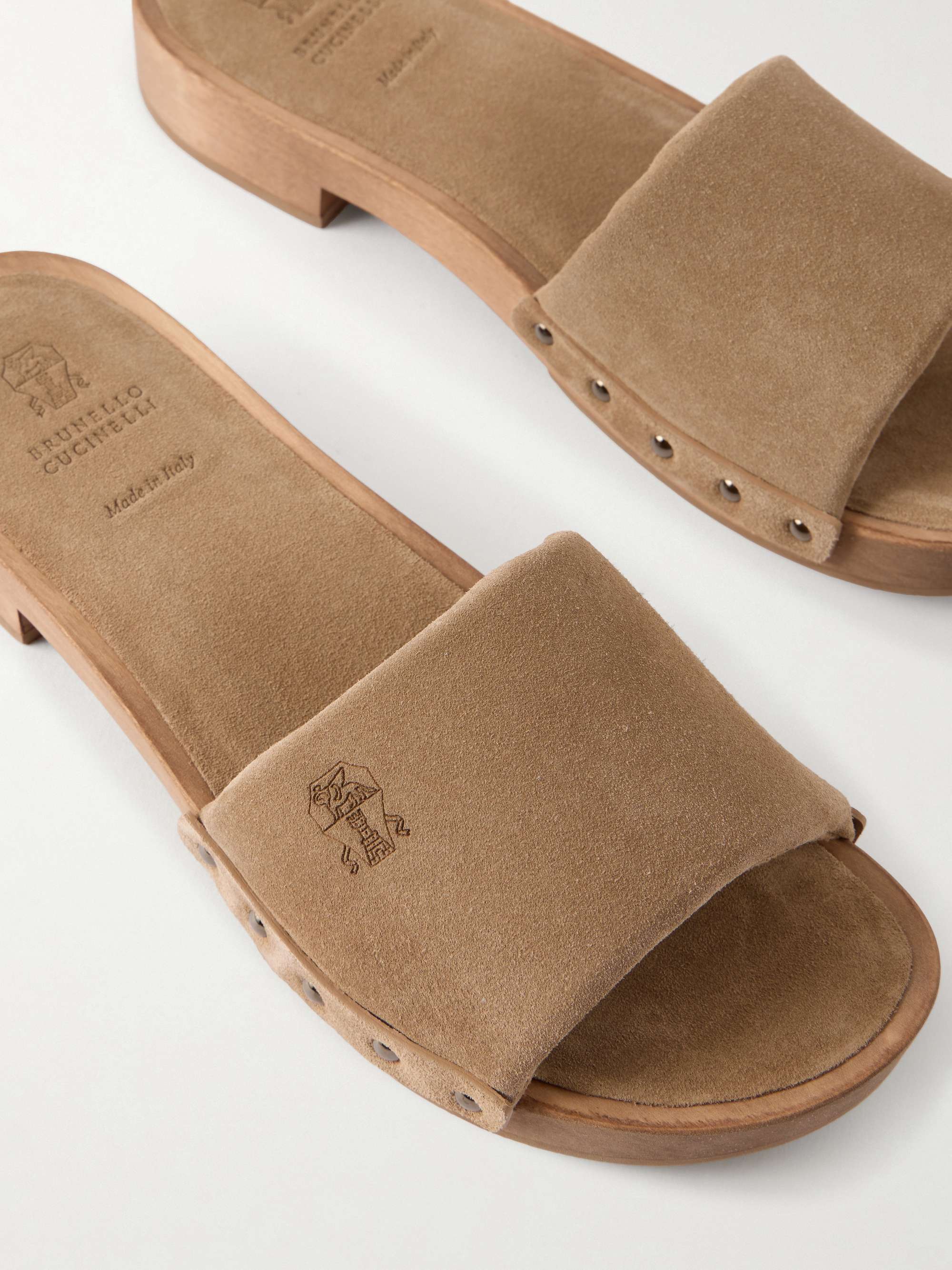 BRUNELLO CUCINELLI Suede clogs | NET-A-PORTER
