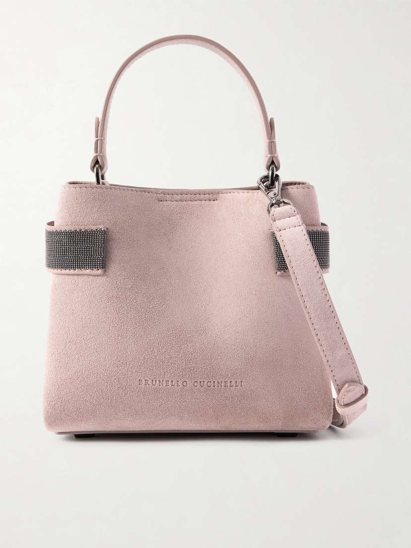 Brunello Cucinelli Bead-detailed Suede Shoulder Bag - Women's Bags