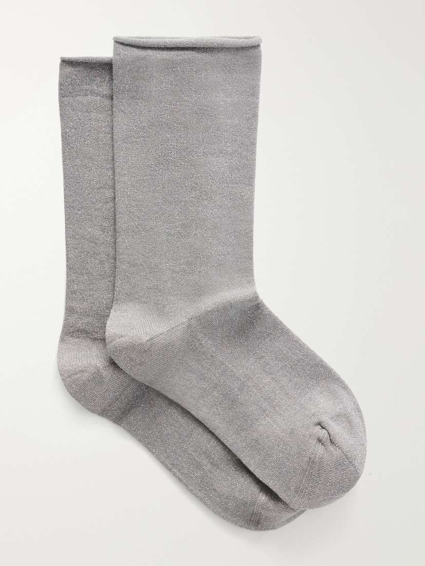 Brunello Cucinelli Metallic Cashmere-blend Ankle ocks