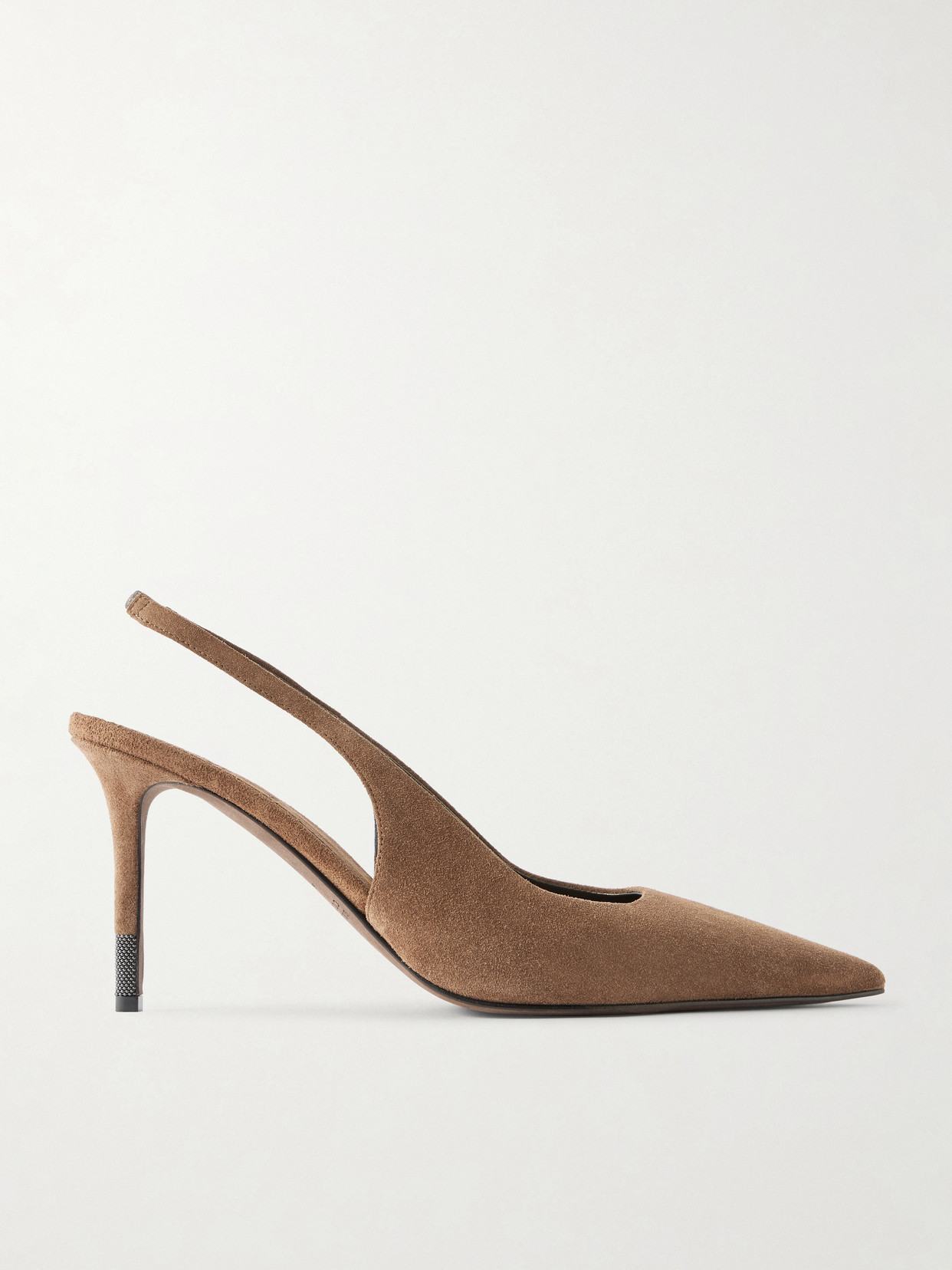 Brunello Cucinelli 80 Suede Slingback Pumps In Brown