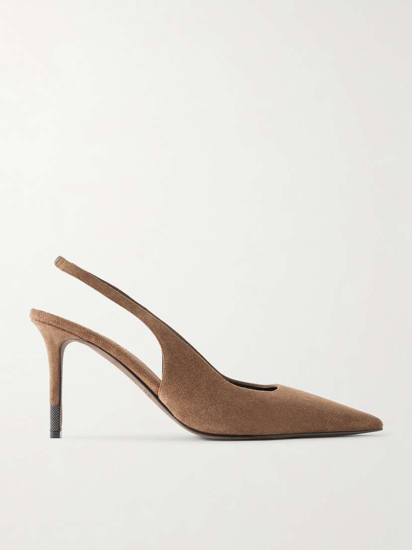 Brunello Cucinelli 80 Suede Slingback Pumps | Thumbnail 6 Brunello Cucinelli 80 Suede Slingback Pumps | Thumbnail 6
