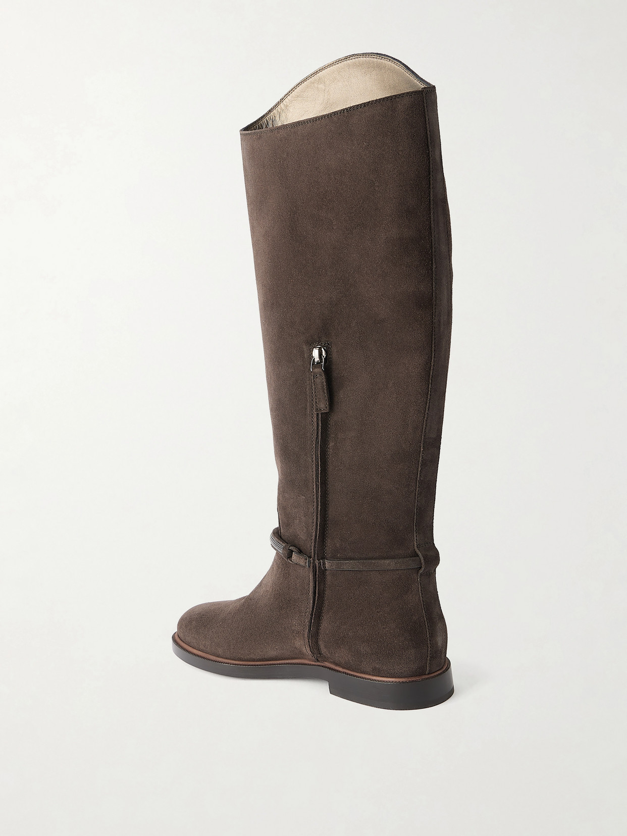 Brunello Cucinelli Black Solid Boots In Brown