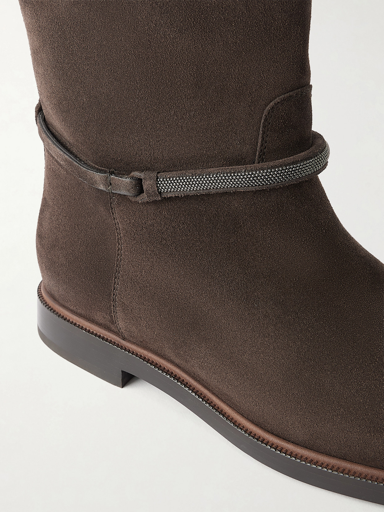Brunello Cucinelli Black Solid Boots In Brown