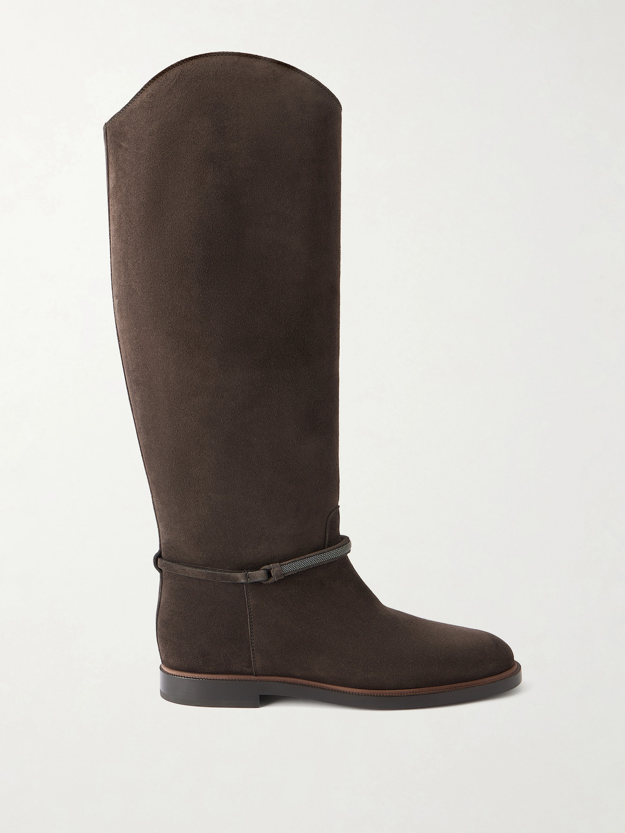 Brunello Cucinelli Embellished Suede Boots In Animal Print