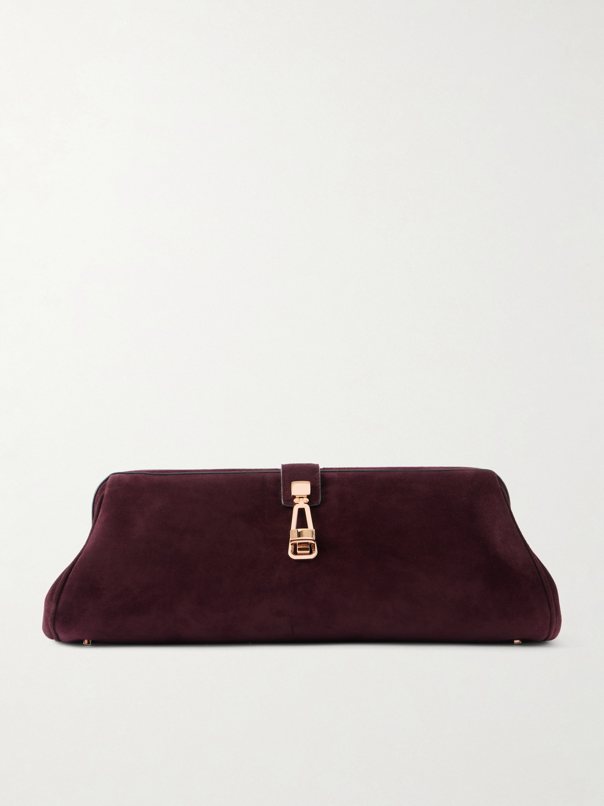 Gabriela Hearst Paola Embellished Suede Clutch In Burgundy