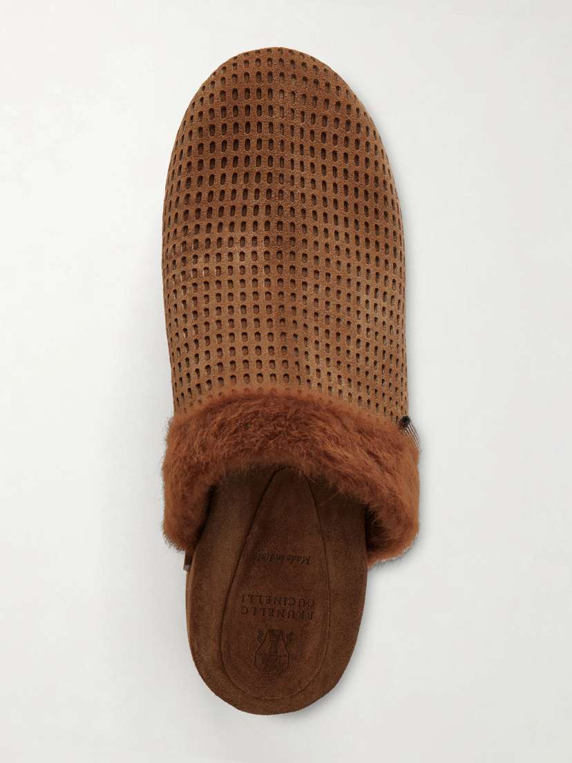 Brunello Cucinelli Bead-embellished Shearling-trimmed Suede Clogs | Thumbnail 6 Brunello Cucinelli Bead-embellished Shearling-trimmed Suede Clogs | Thumbnail 6