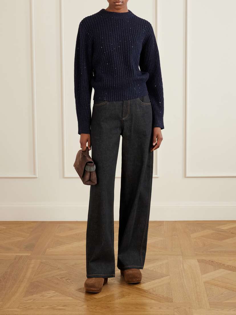 Brunello Cucinelli Bead-embellished Shearling-trimmed Suede Clogs | Thumbnail 4 Brunello Cucinelli Bead-embellished Shearling-trimmed Suede Clogs | Thumbnail 4