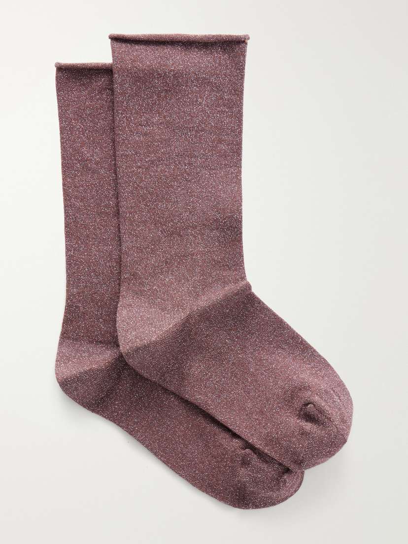 Brunello Cucinelli Metallic Cashmere-blend Ankle ocks