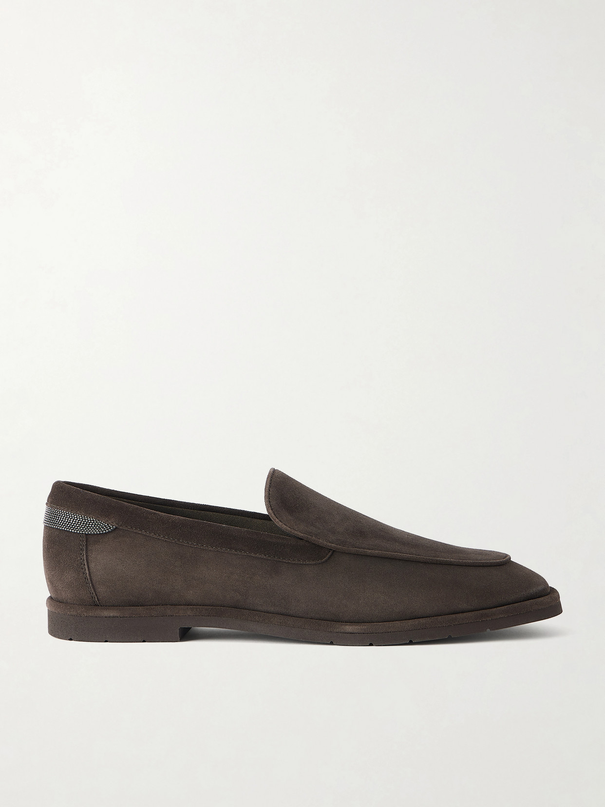 Brunello Cucinelli - Embellished Suede Loafers - Brown