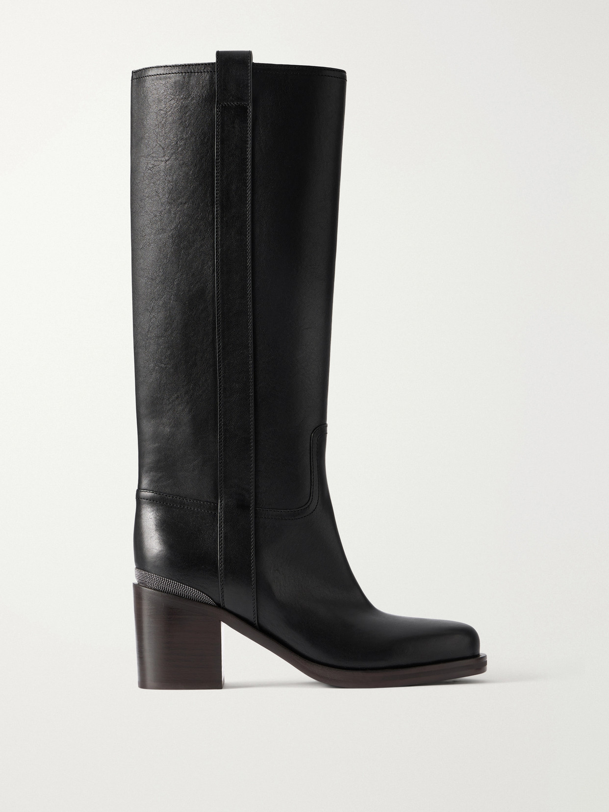 Brunello Cucinelli Leather Knee Boots In Black