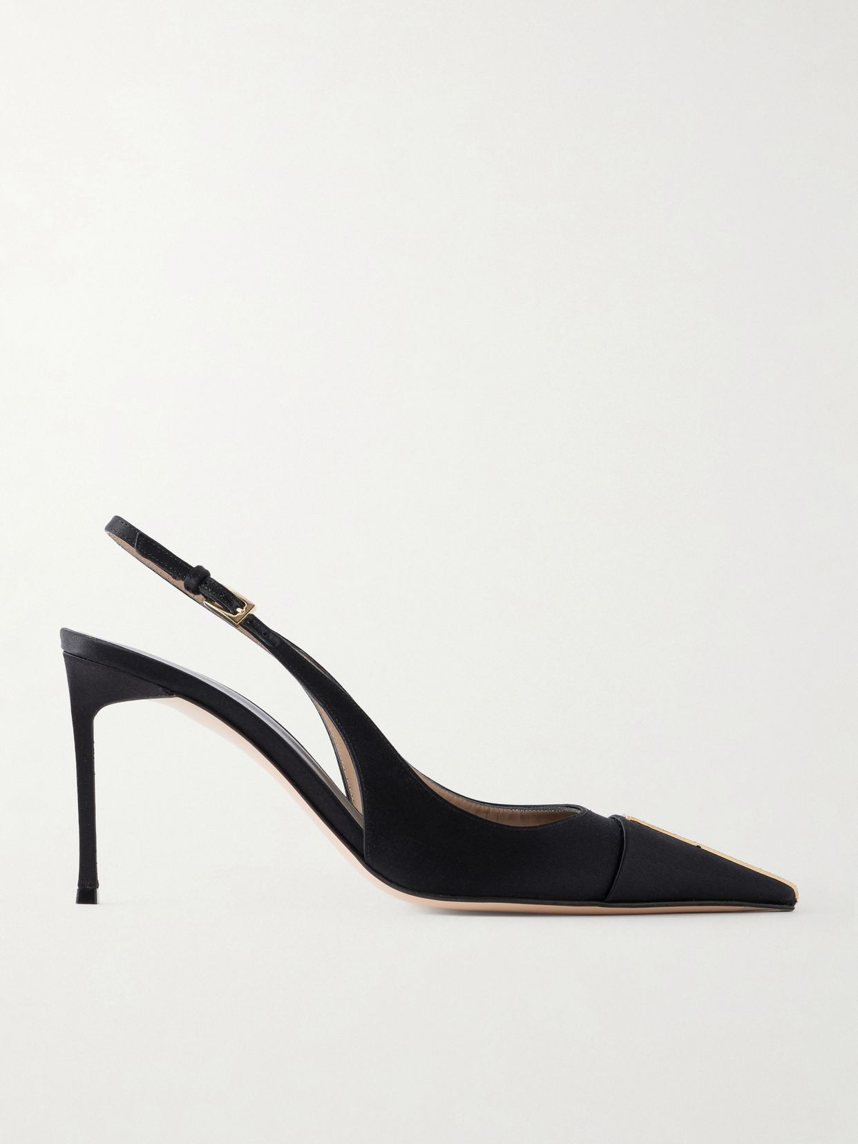 85 Crystal Embellished Satin Slingback Pumps