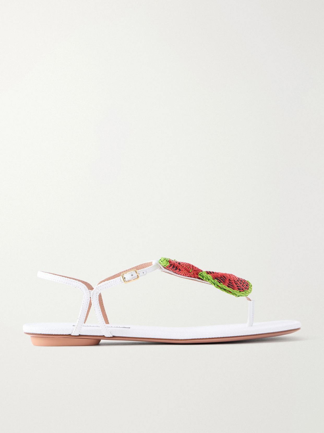 embellished raffia thong sandals