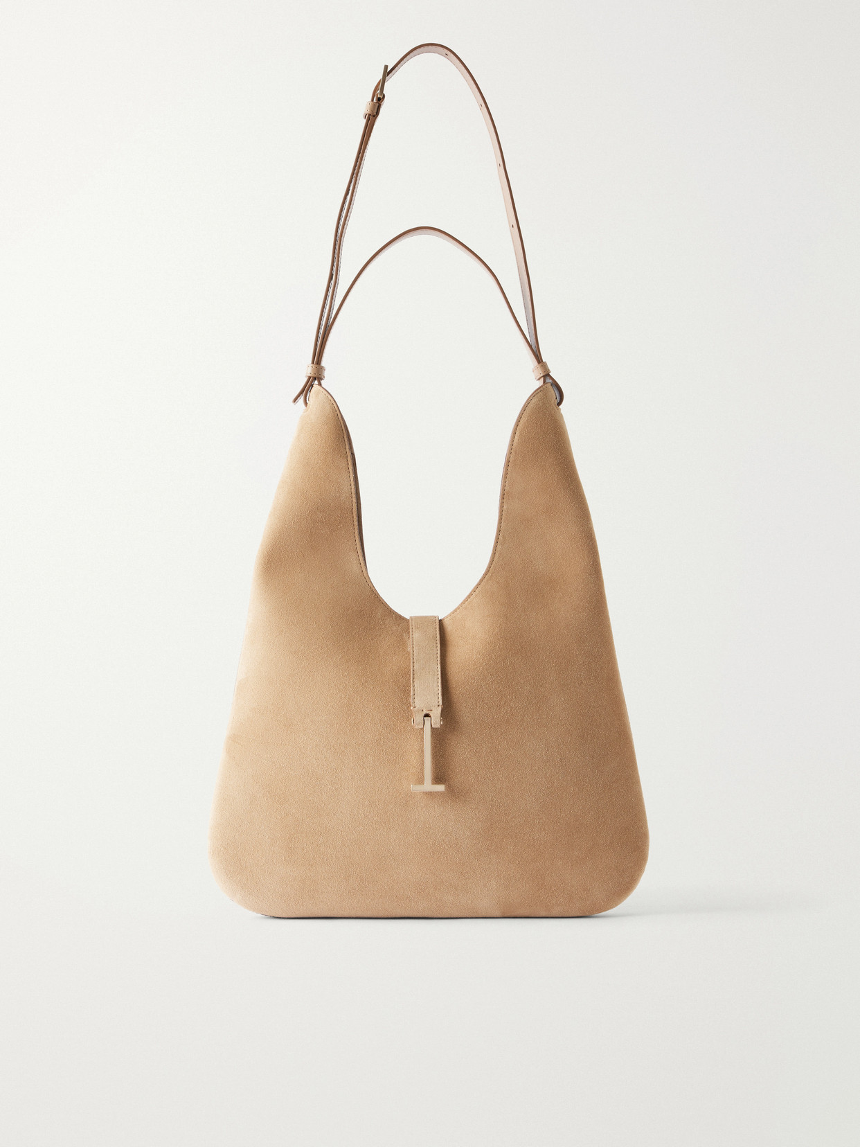 Tom Ford T-embellished Medium Suede Shoulder Bag In Neutral