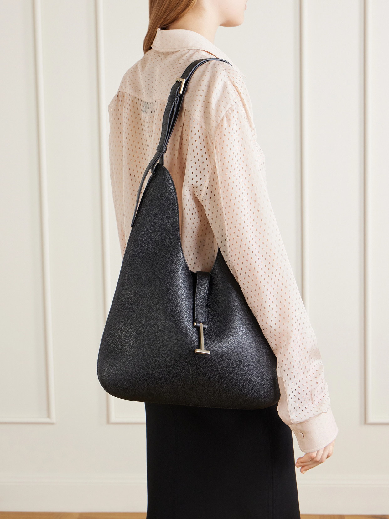 T-Embellished Medium Shoulder Bag