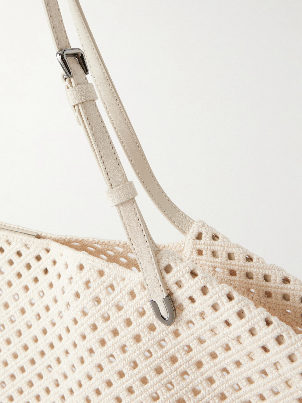 Leather-Trimmed Cotton Shoulder Bag