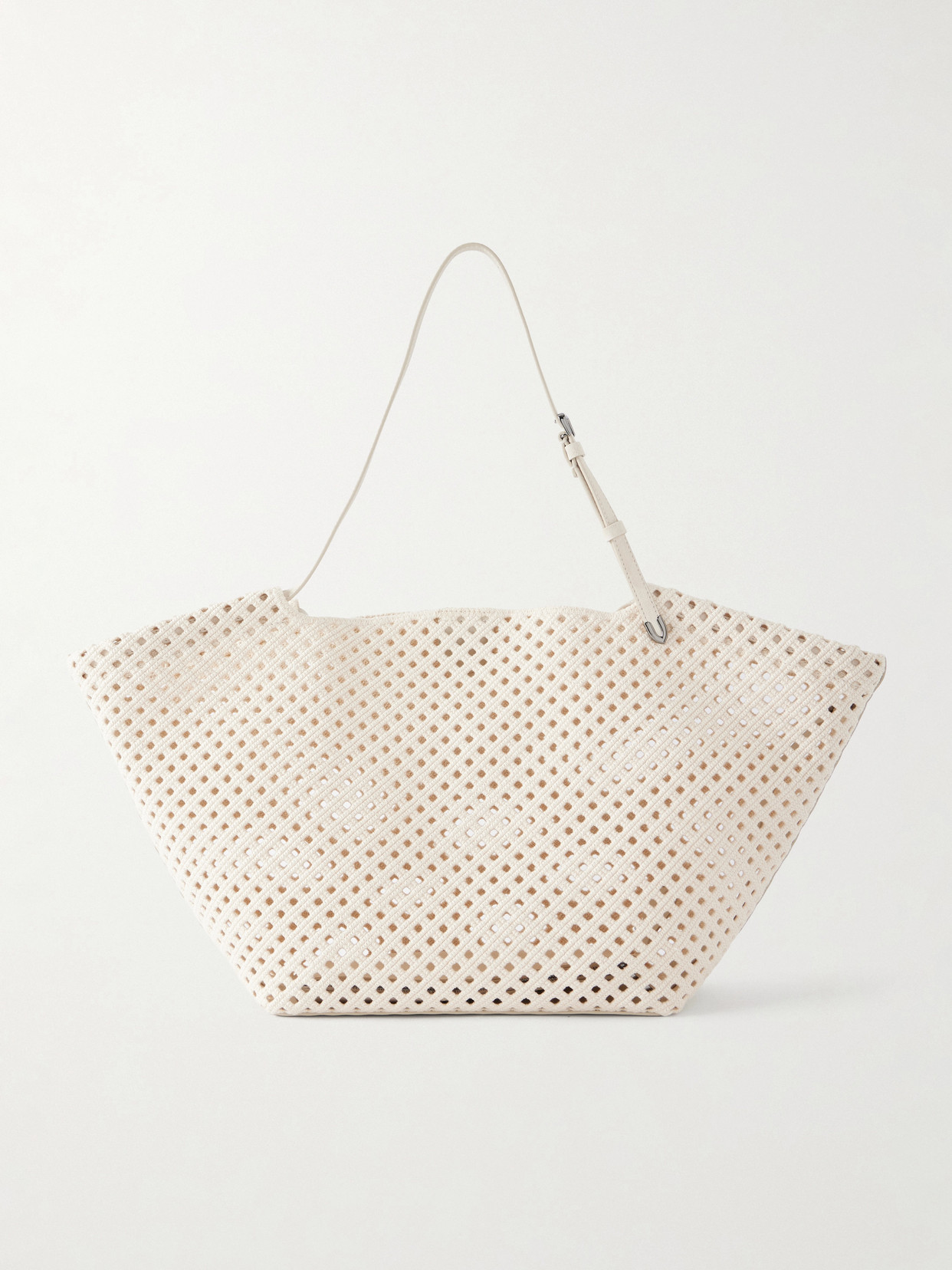 Leather-Trimmed Cotton Shoulder Bag