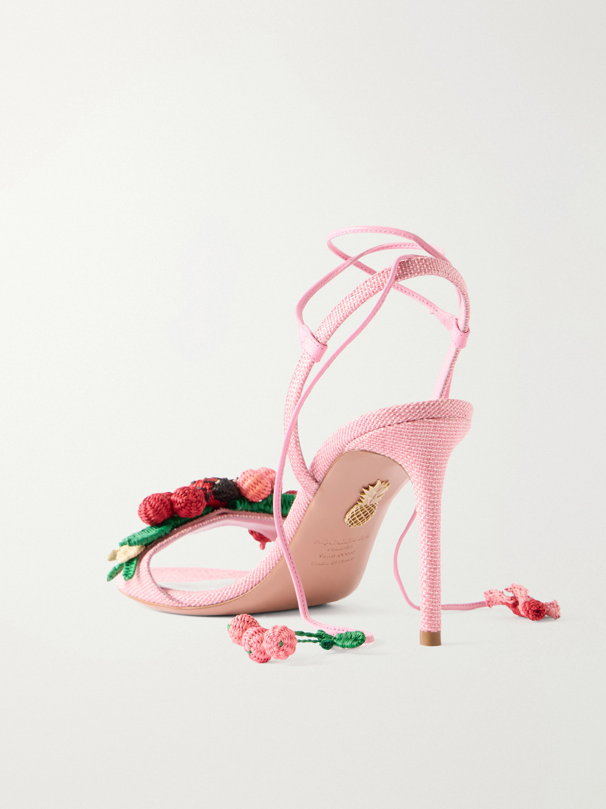 Botanica 105 Embellished Leather And Raffia Sandals