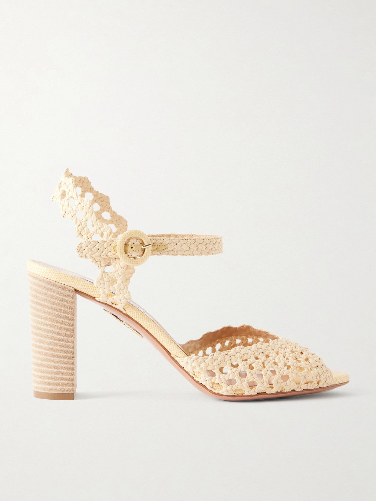 Aquazzura Bossa Nova 85 Raffia Sandals In Neutral