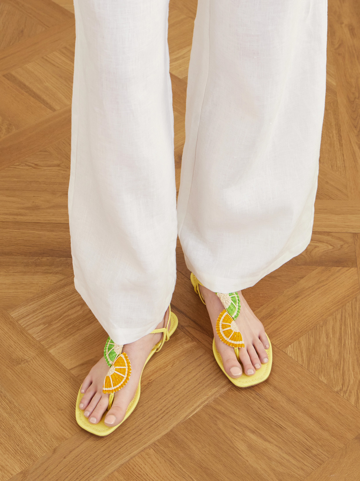 Raffia-Effect Thong Sandals