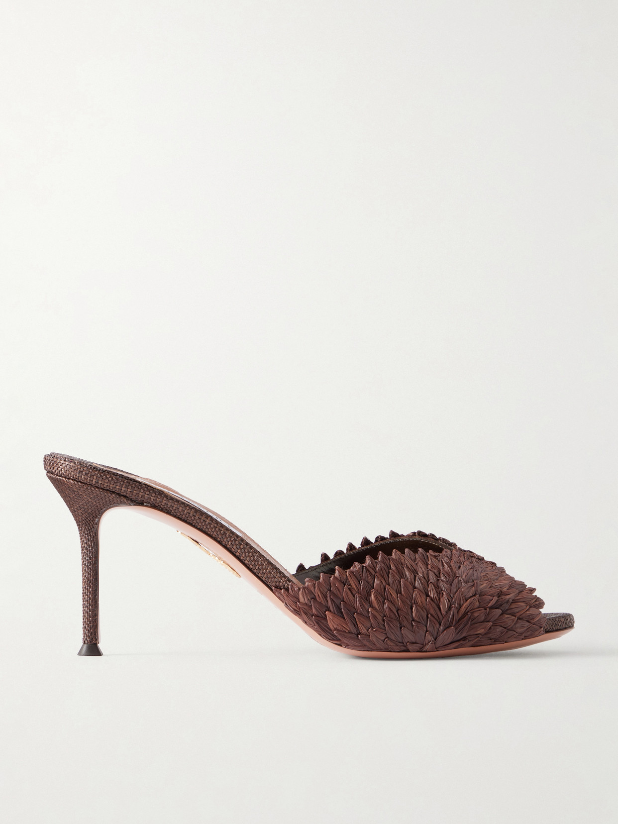 Aquazzura Rio Flirt 75 Raffia Mules In Brown