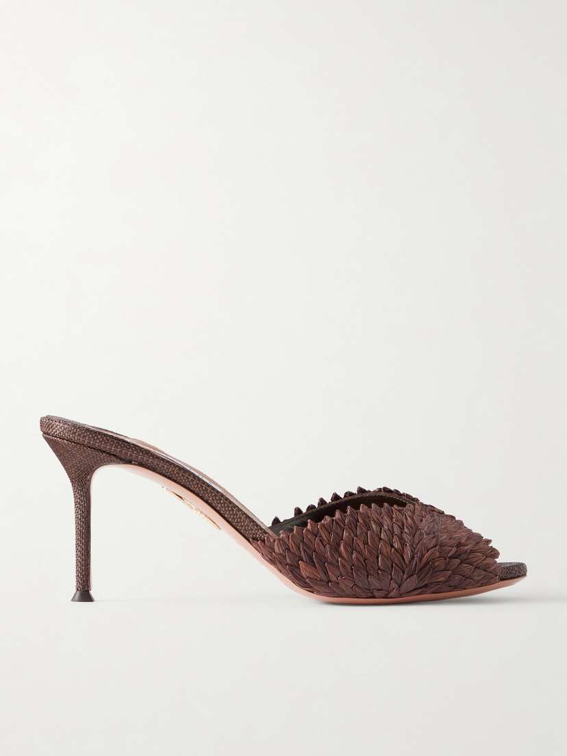 Aquazzura Rio Flirt 75 Raffia Mules