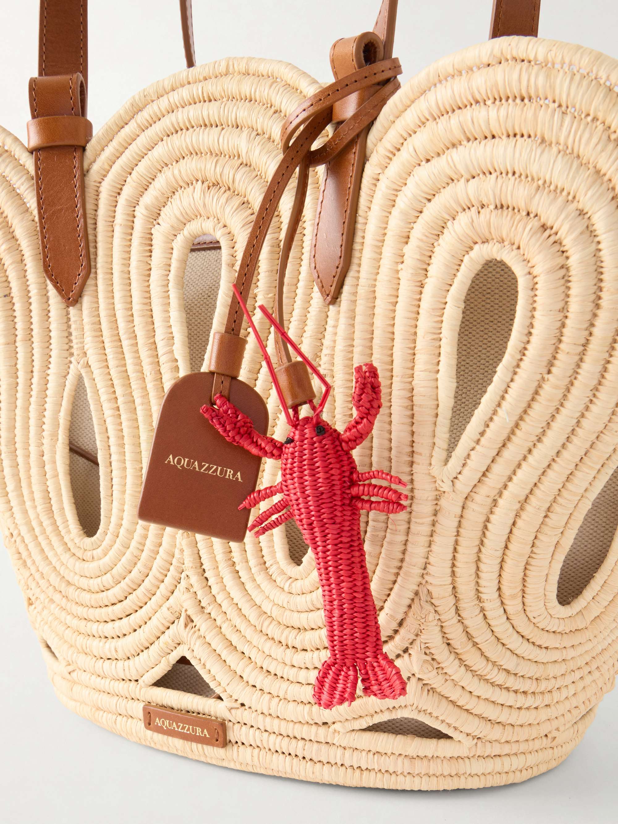 Nissy4つセット ウォールナットazeria ac-3078 AQUAZZURA Artiste Medium leather-trimmed raffia tote | NET-A-PORTER