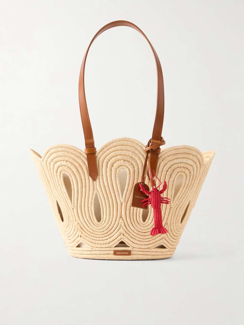 Aquazzura Artiste Medium Leather-trimmed Raffia Tote | Thumbnail 7