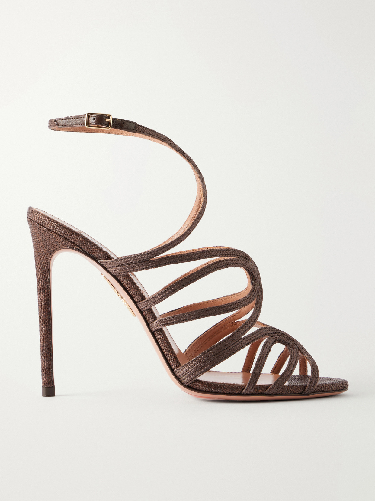 Aquazzura Serenade 105 Raffia Sandals In Brown