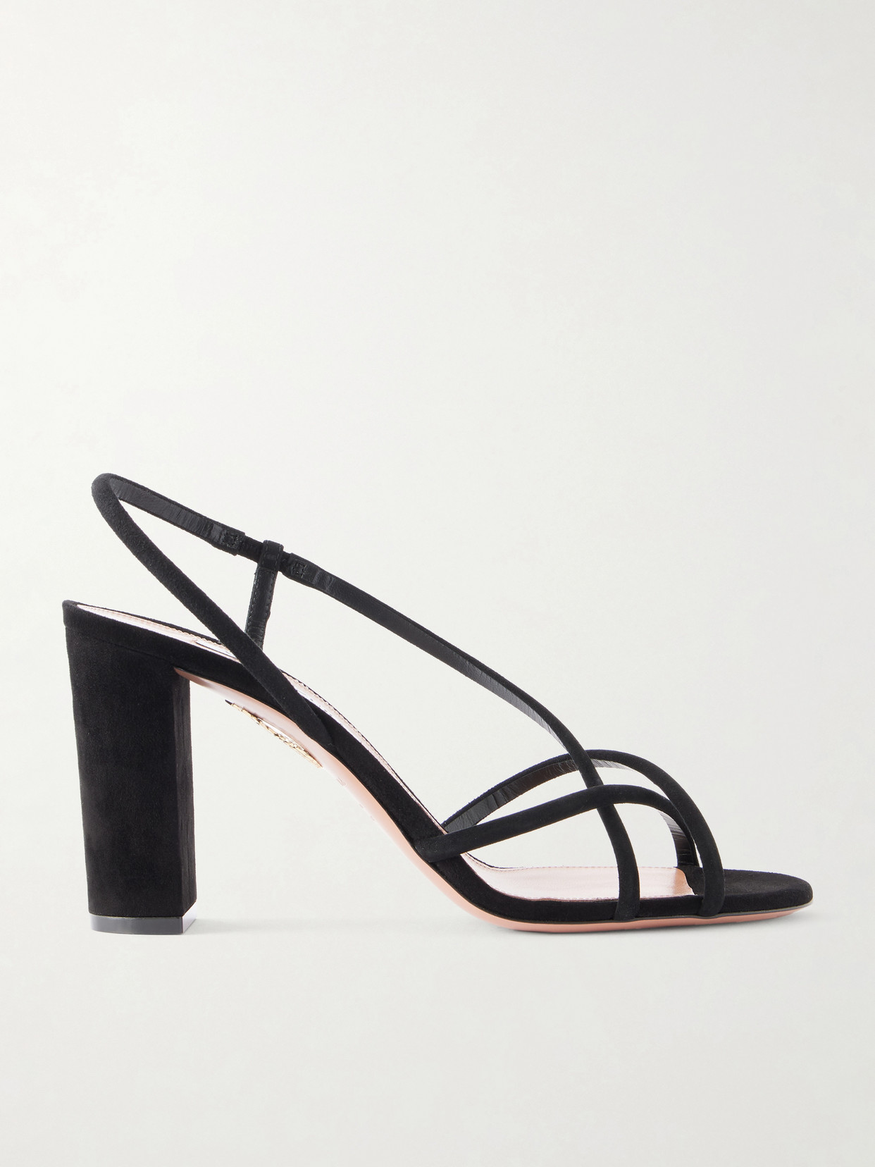 Aquazzura Horizon 85mm Strap Suede Leather Sandal In Black