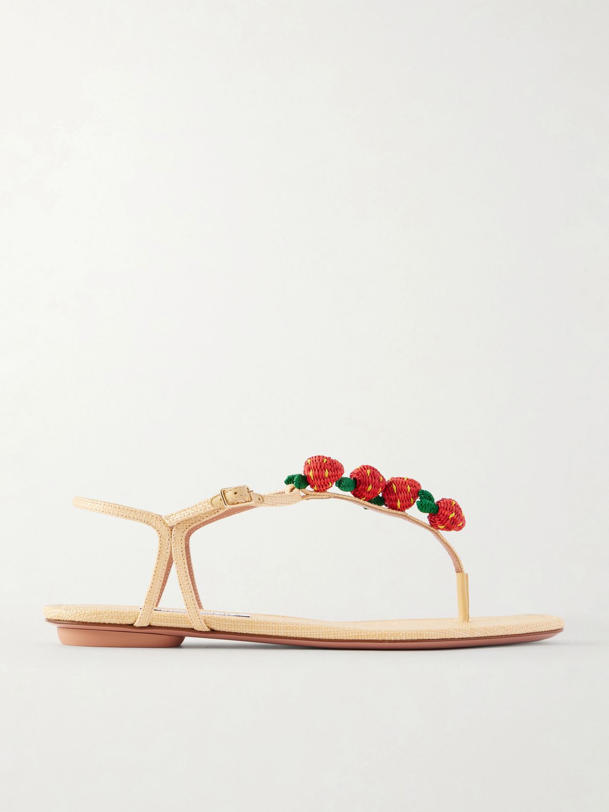 fragolina sugar embellished raffia effect flat sandals