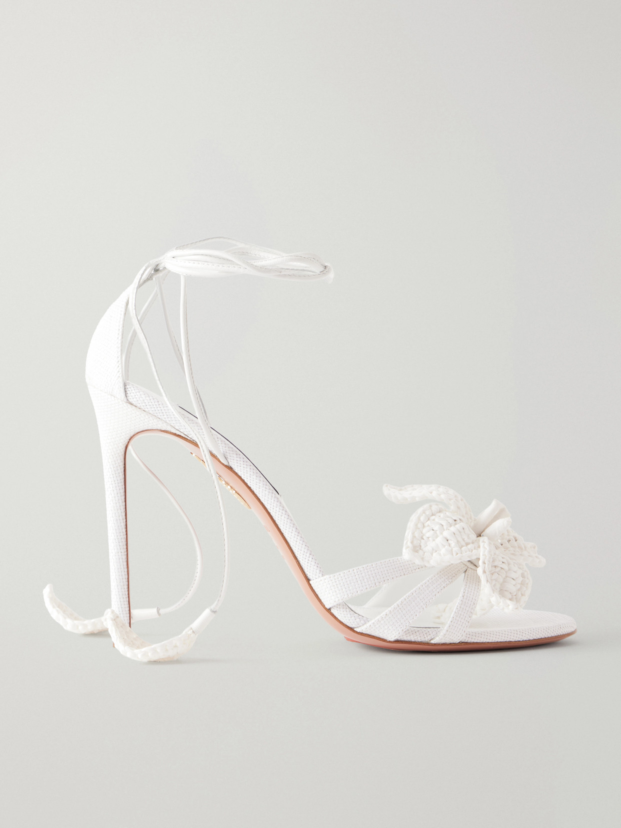 Aquazzura Calypso 105 Raffia Sandals In White