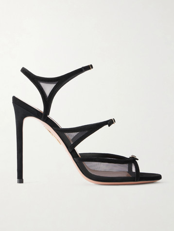AQUAZZURA Jalila 105 suede and mesh sandals