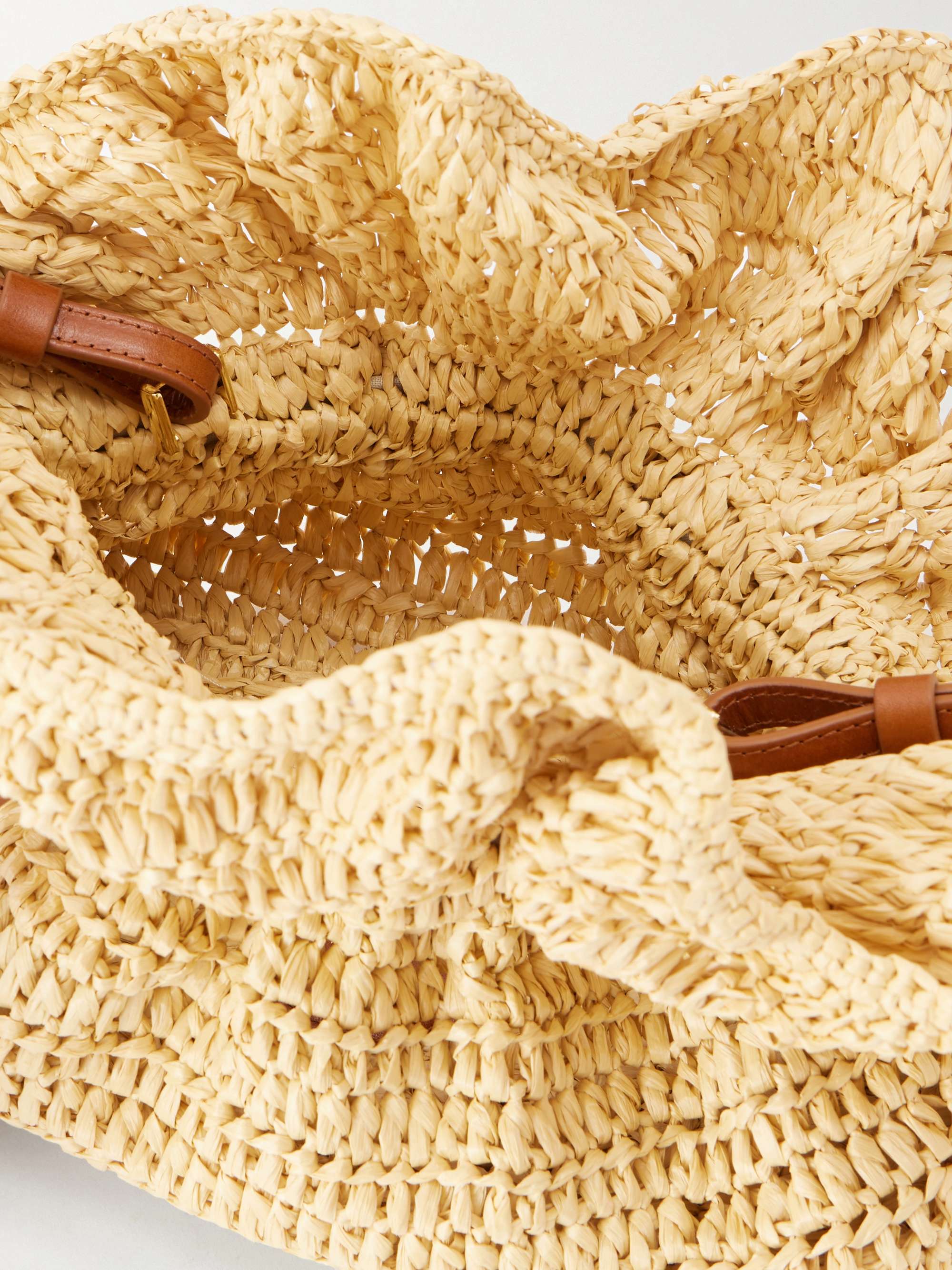 AQUAZZURA Paradise Mini leather-trimmed raffia bag | NET-A-PORTER