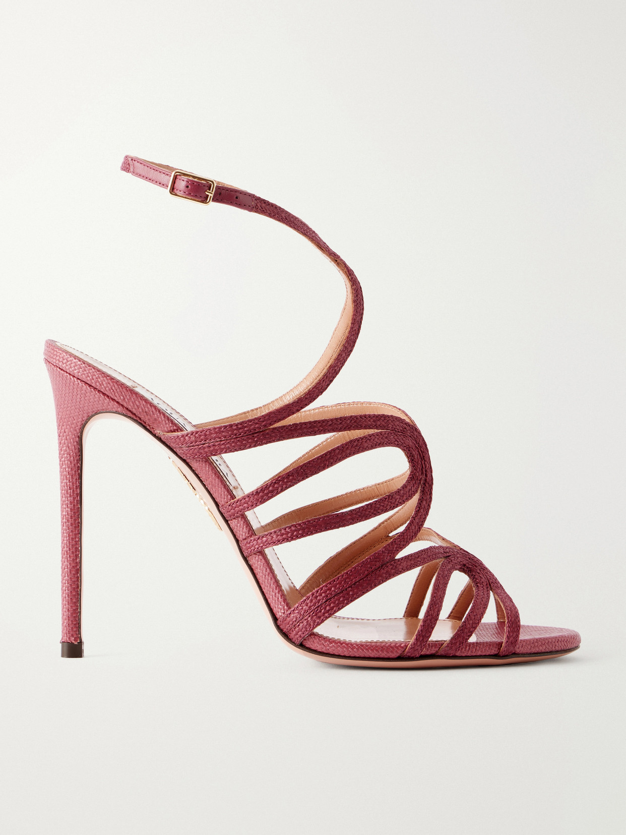 Aquazzura Serenade 105 Raffia Sandals In Pink