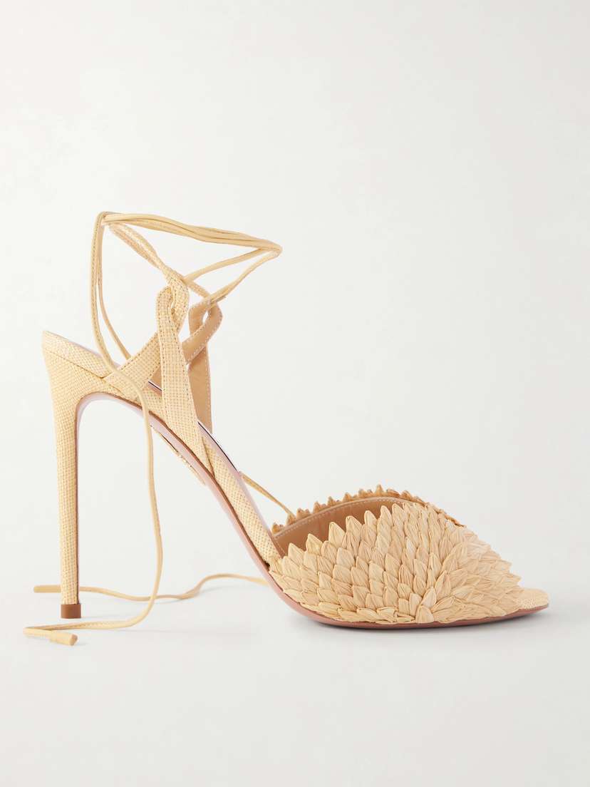 Aquazzura Rio Flirt 105 Mm Raffia Sandals