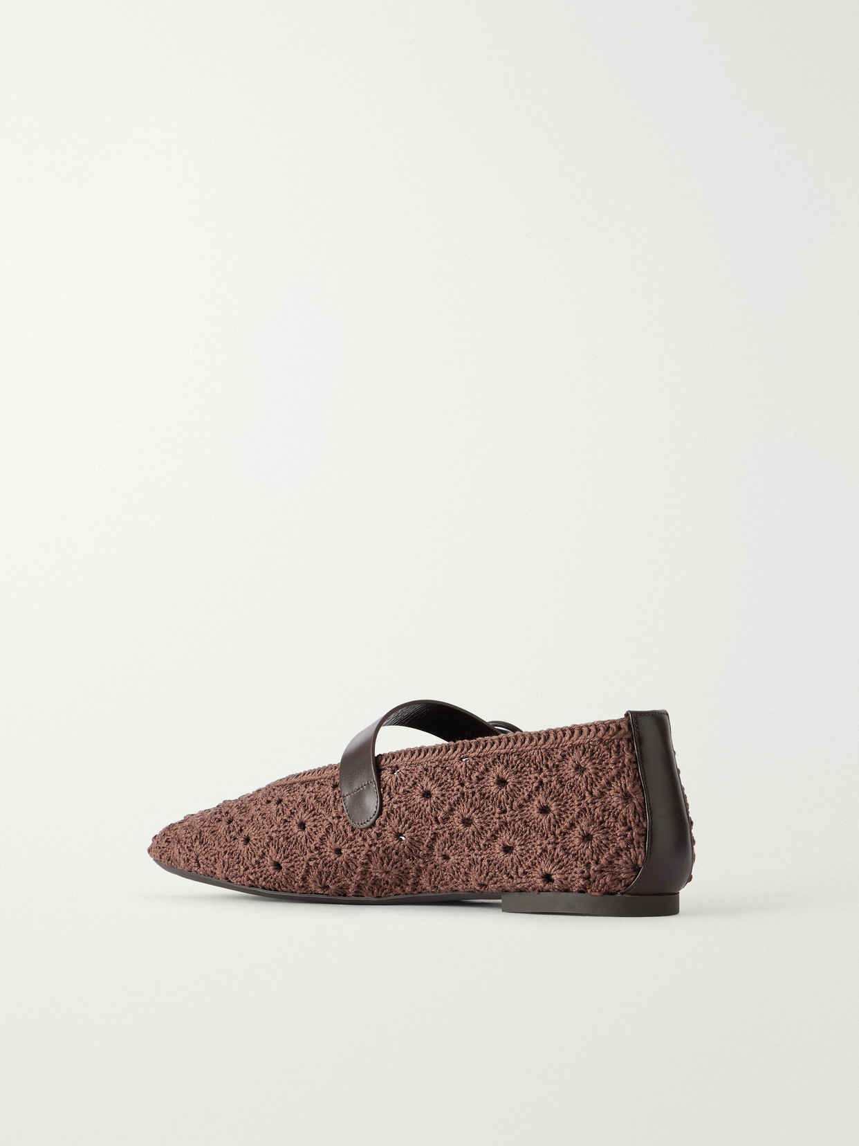 Loom Leather-Trimmed Crochet-Knit Ballet Flats