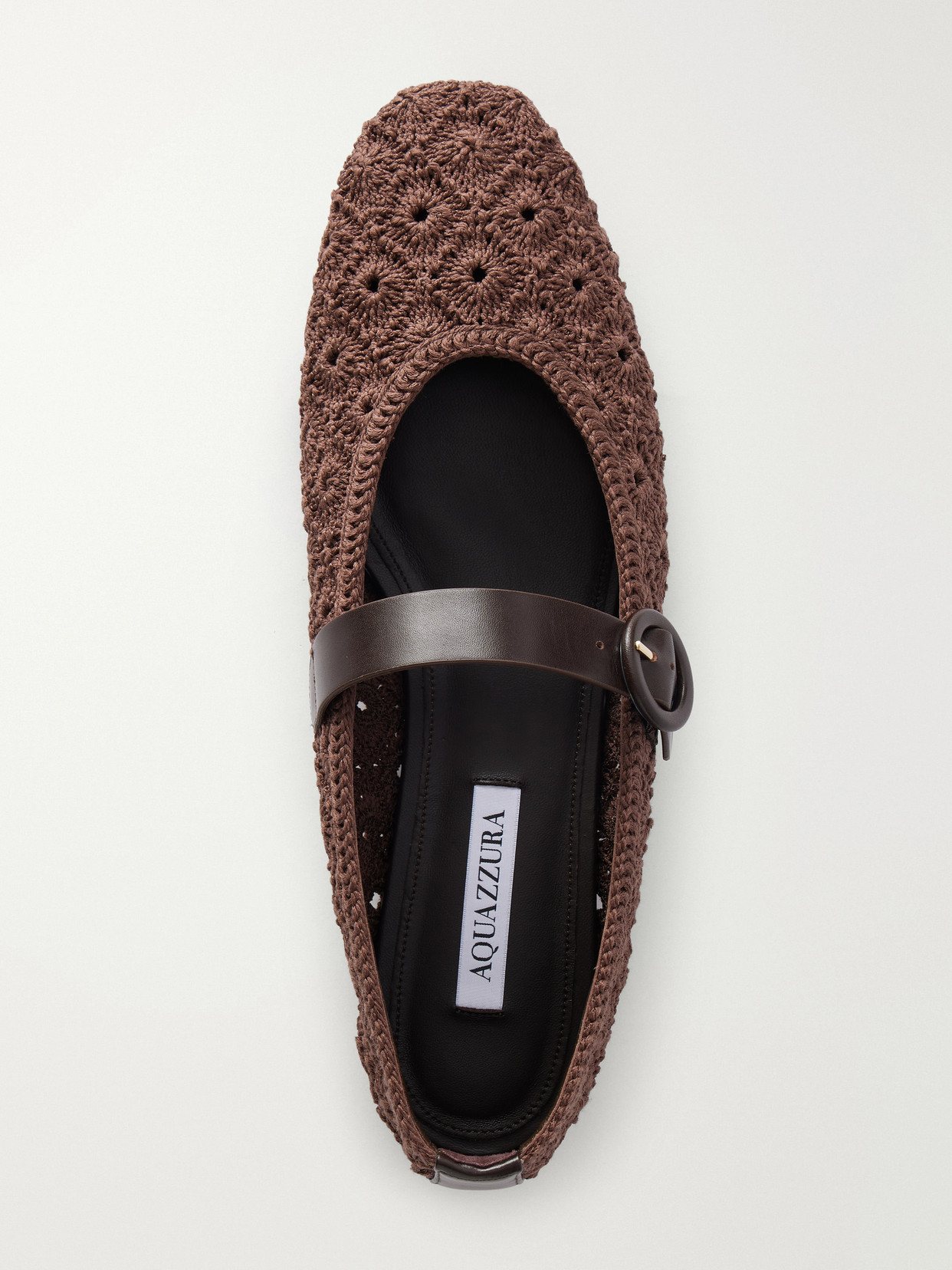 Loom Leather-Trimmed Crochet-Knit Ballet Flats