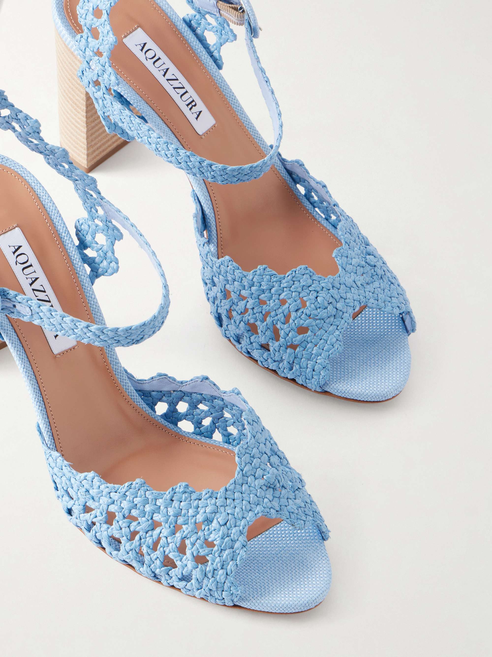 AQUAZZURA Bossa Nova 85 raffia sandals | NET-A-PORTER