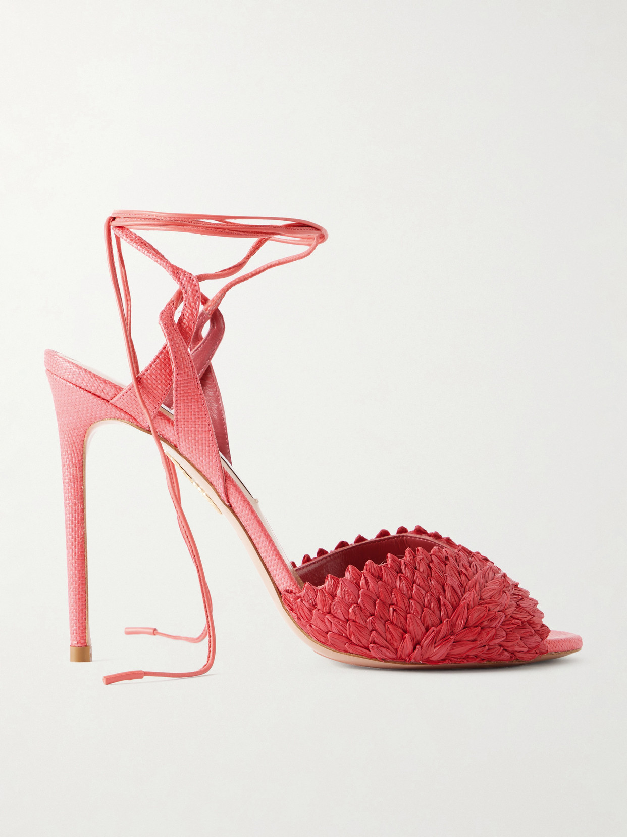 Aquazzura Rio Flirt 105 Raffia Sandals In Red