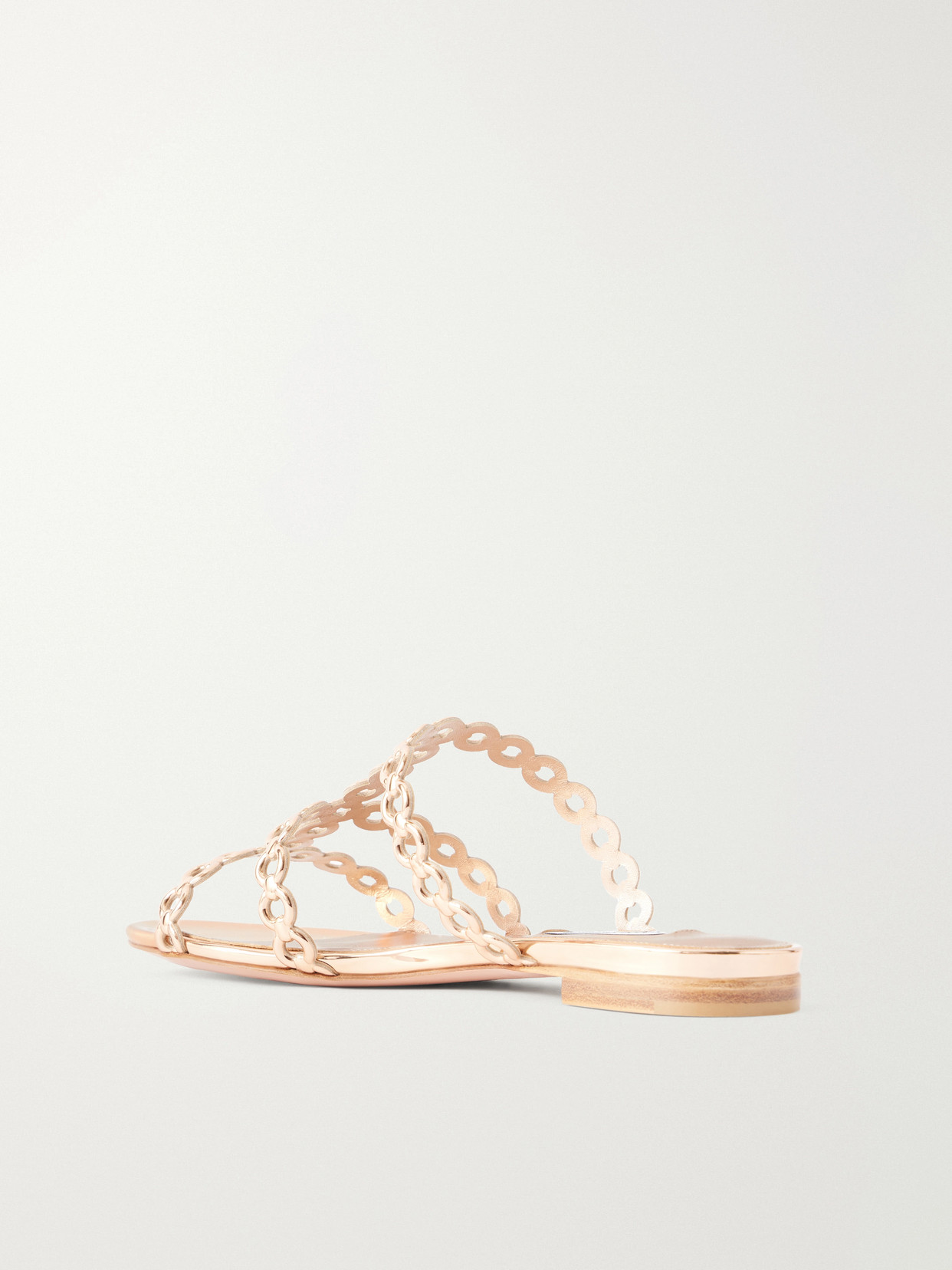 Infinity Chain Perforated Metallic-Leather Flats
