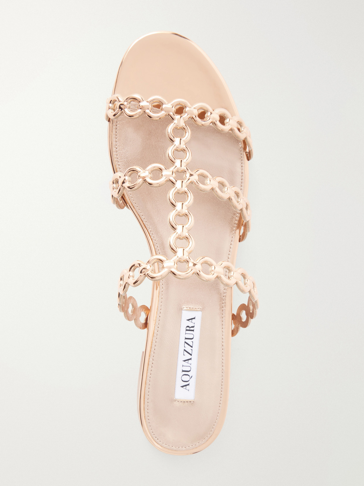 Infinity Chain Perforated Metallic-Leather Flats