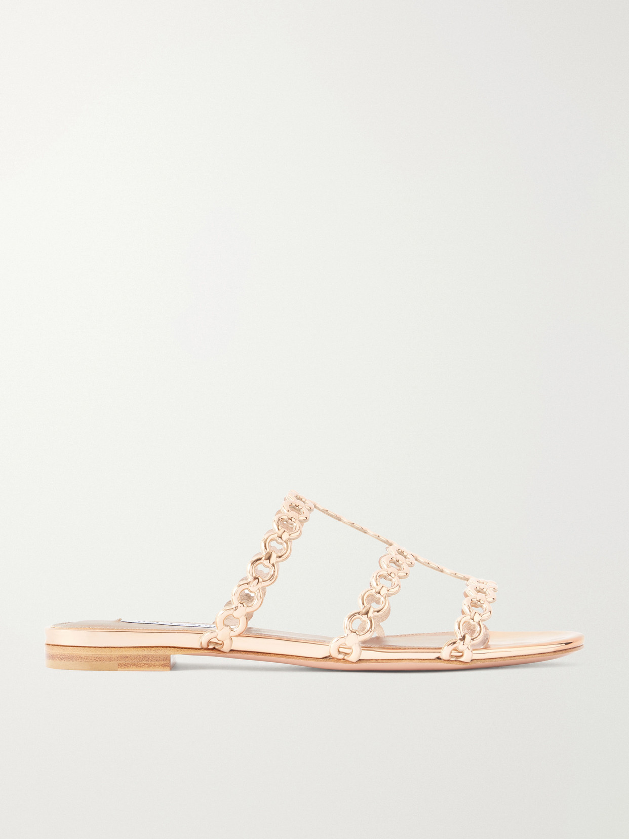 Infinity Chain Perforated Metallic-Leather Flats