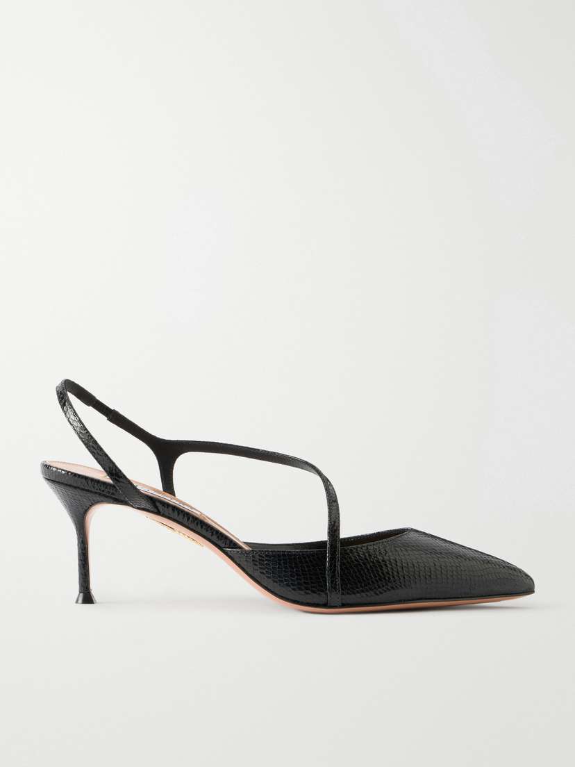 Aquazzura Dynasty 65 Snake-effect Leather Slingback Pumps | Thumbnail 6