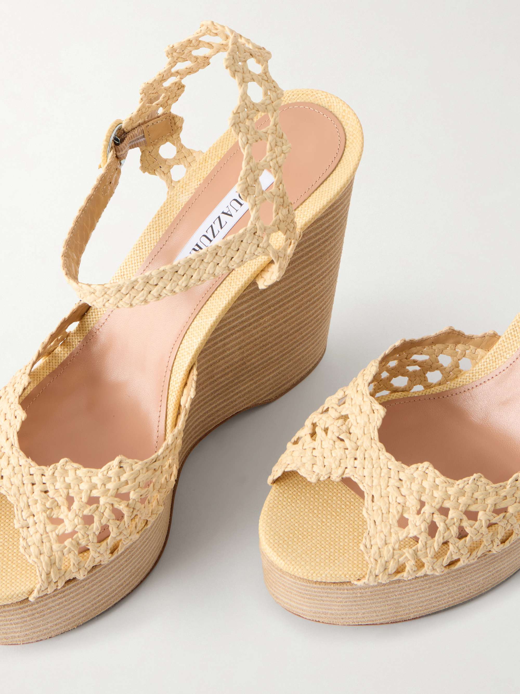 AQUAZZURA Bossa Nova 130 crocheted raffia platform sandals | NET-A