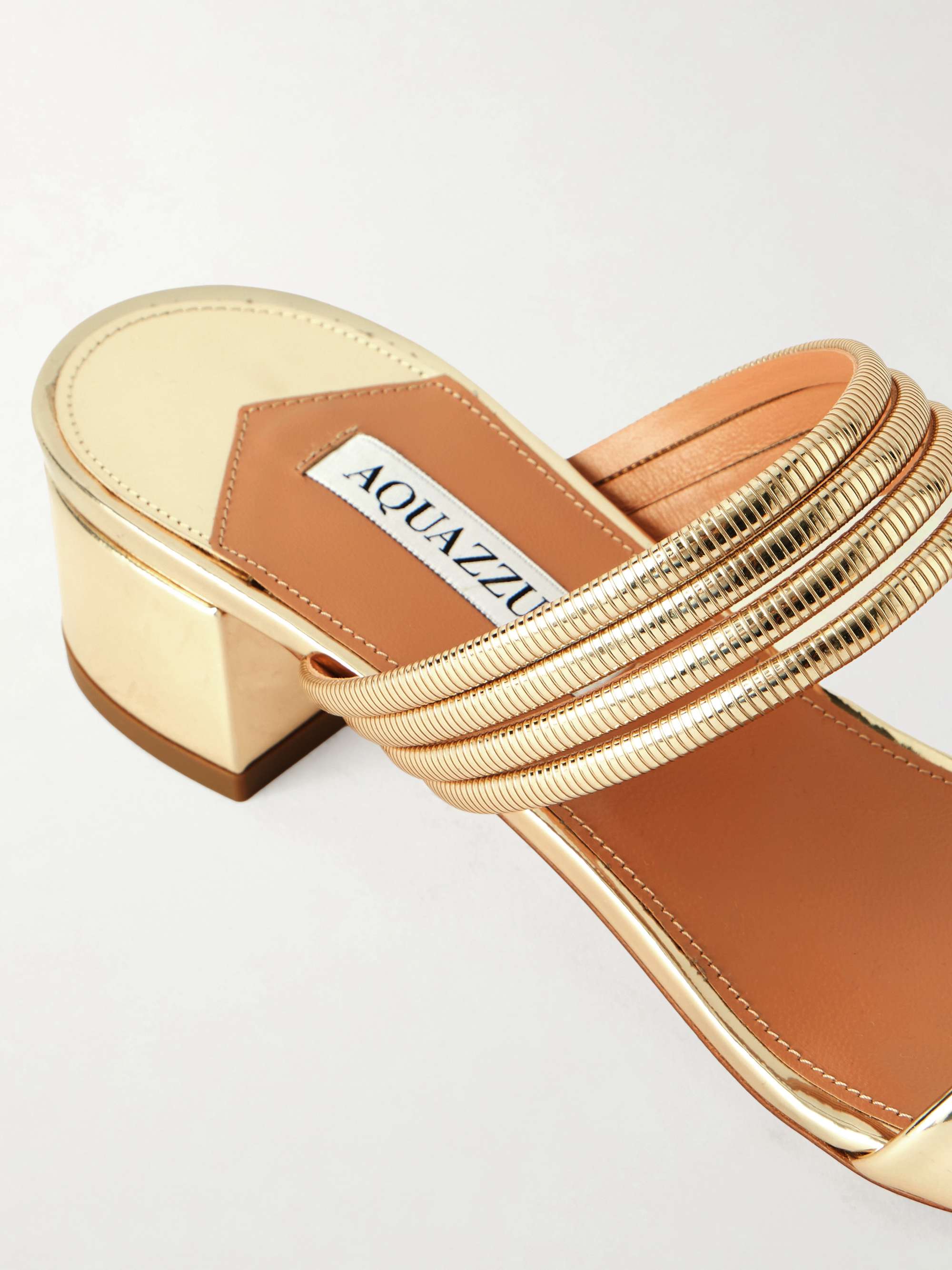 AQUAZZURA Collier 35 embellished metallic leather mule | NET-A-PORTER