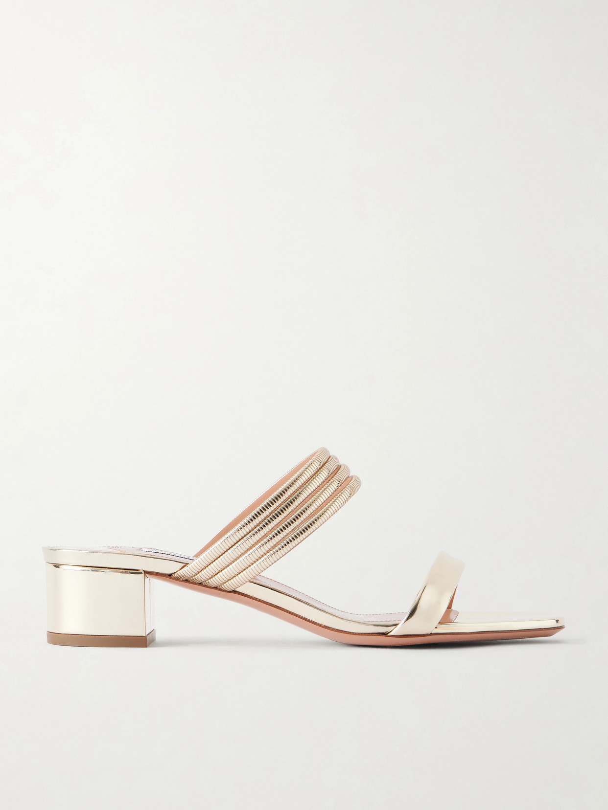 Aquazzura Collier 35 Embellished Metallic Leather Mule In Multi