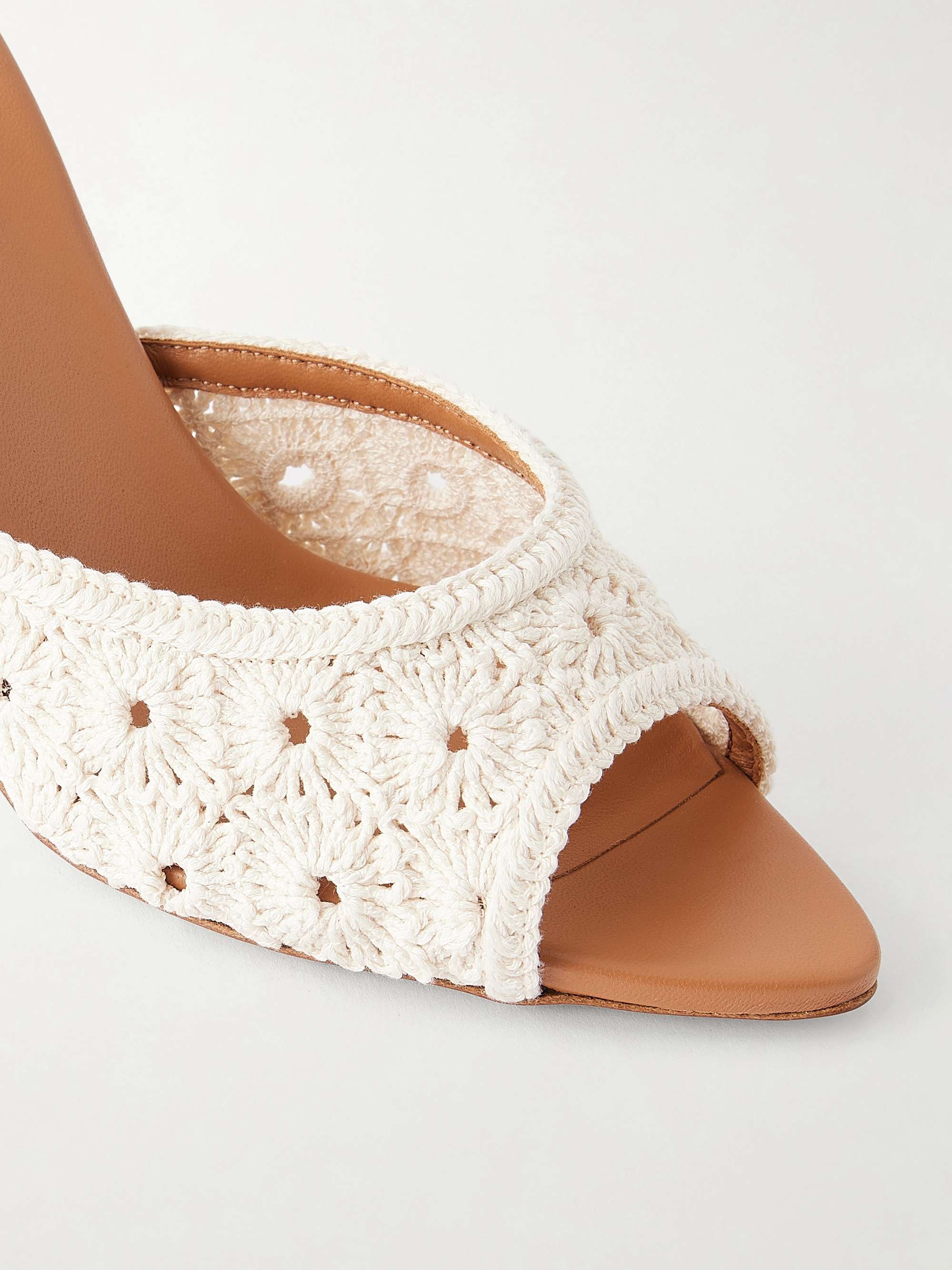 AQUAZZURA Loom 85 crochet-trimmed mules | NET-A-PORTER