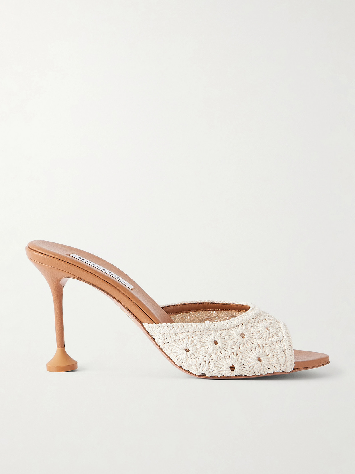 Aquazzura Loom 85 Crochet-trimmed Mules In White