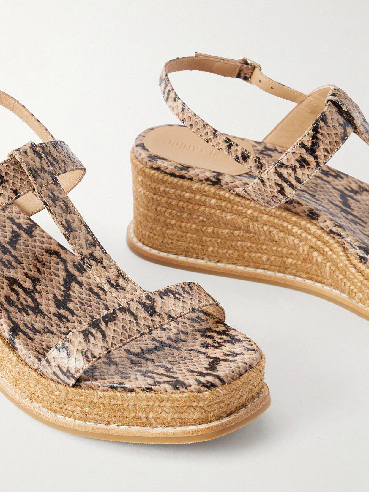 Theia 60 Snake-Effect Leather Espadrilles Wedge
